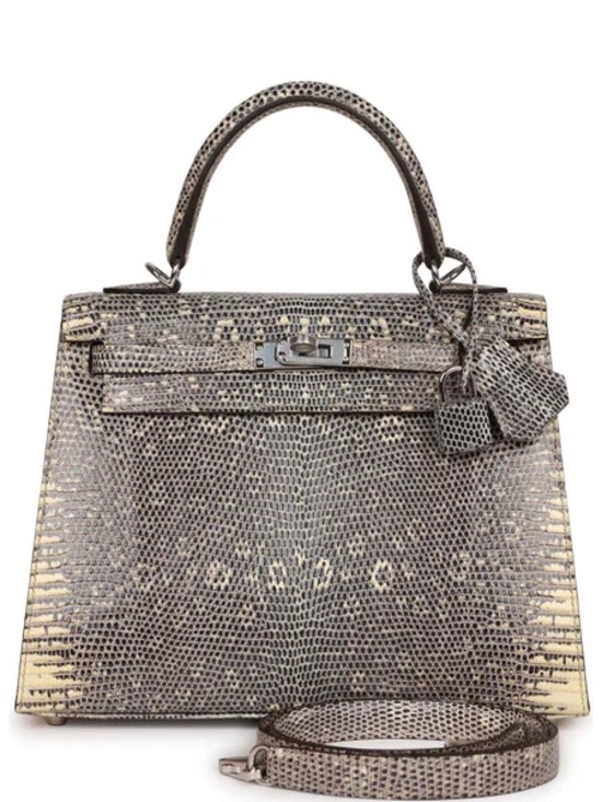 Luxury Textured embossed H Kelly Sellier 28 Ombre Varanus Salvator Lizard PHW